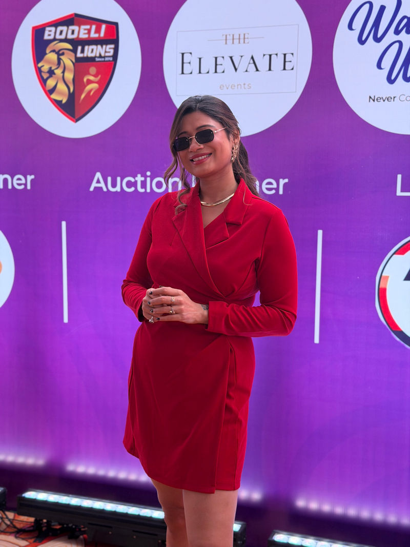Monica Singh hosting the Bodeli Lions cricket league auction