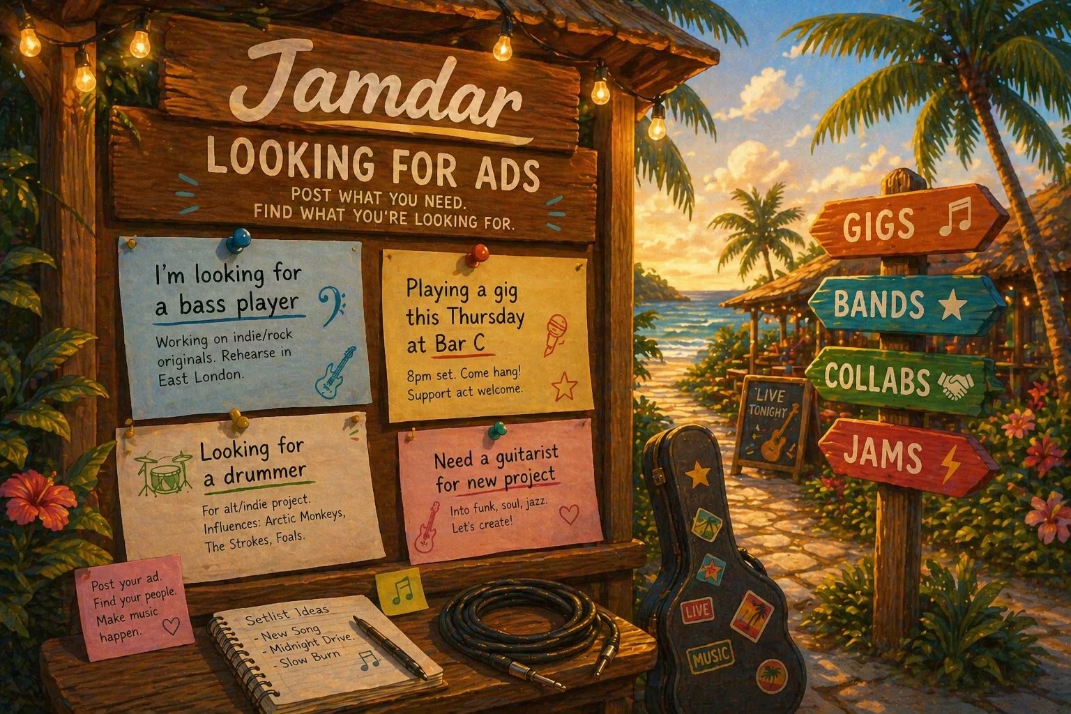 The Jamdar feed: Advertise gigs and find musicians