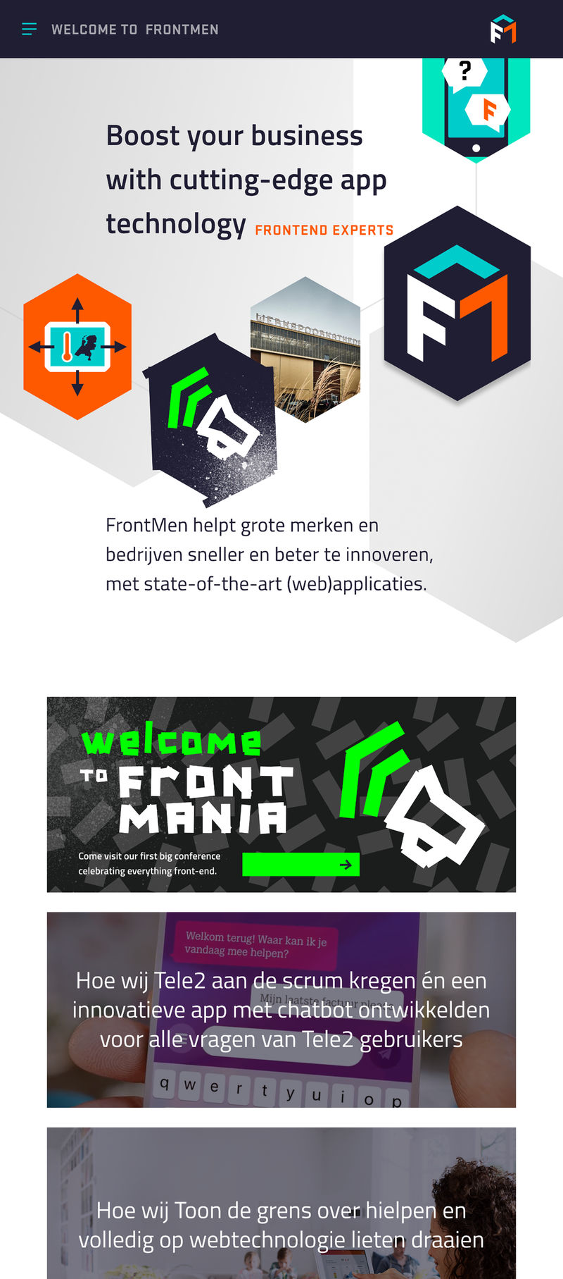 Frontmen homepage-ontwerp