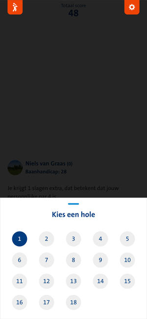 Hole kiezen in scorekaart op mobiel