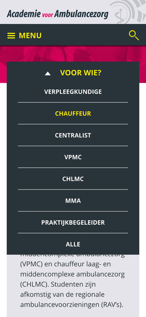 Dropdown op mobiel