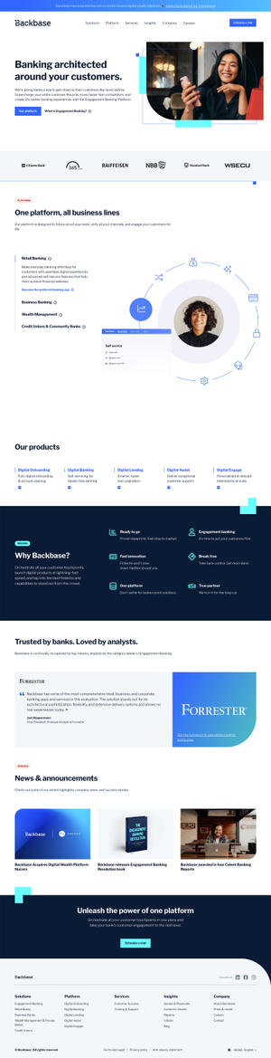 Homepage van Backbase