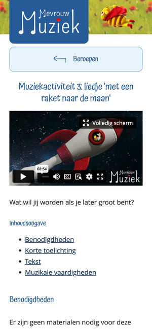 Een muziekactiviteit op mobiel