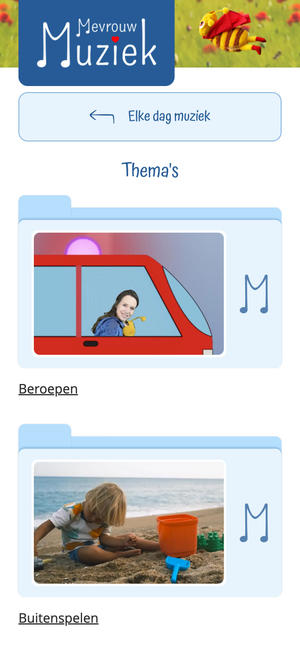Het overzicht van thema's op een mobiel apparaat
