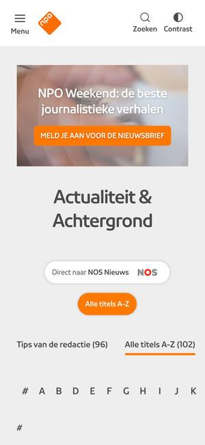 Thema overzicht op mobiel