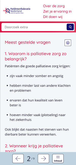 Overzicht van Palliatieve zorg