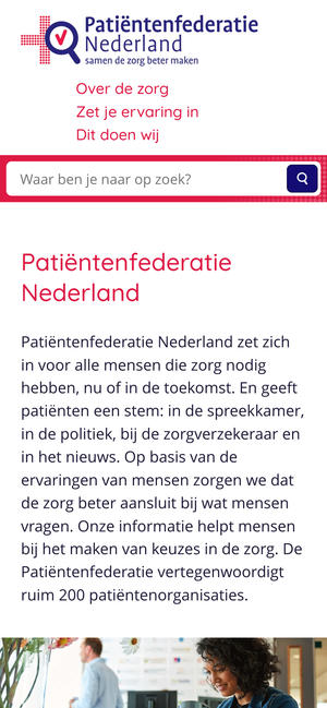 Homepage op mobiel