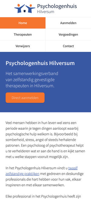 Mobiele website van Psychologenhuis Hilversum