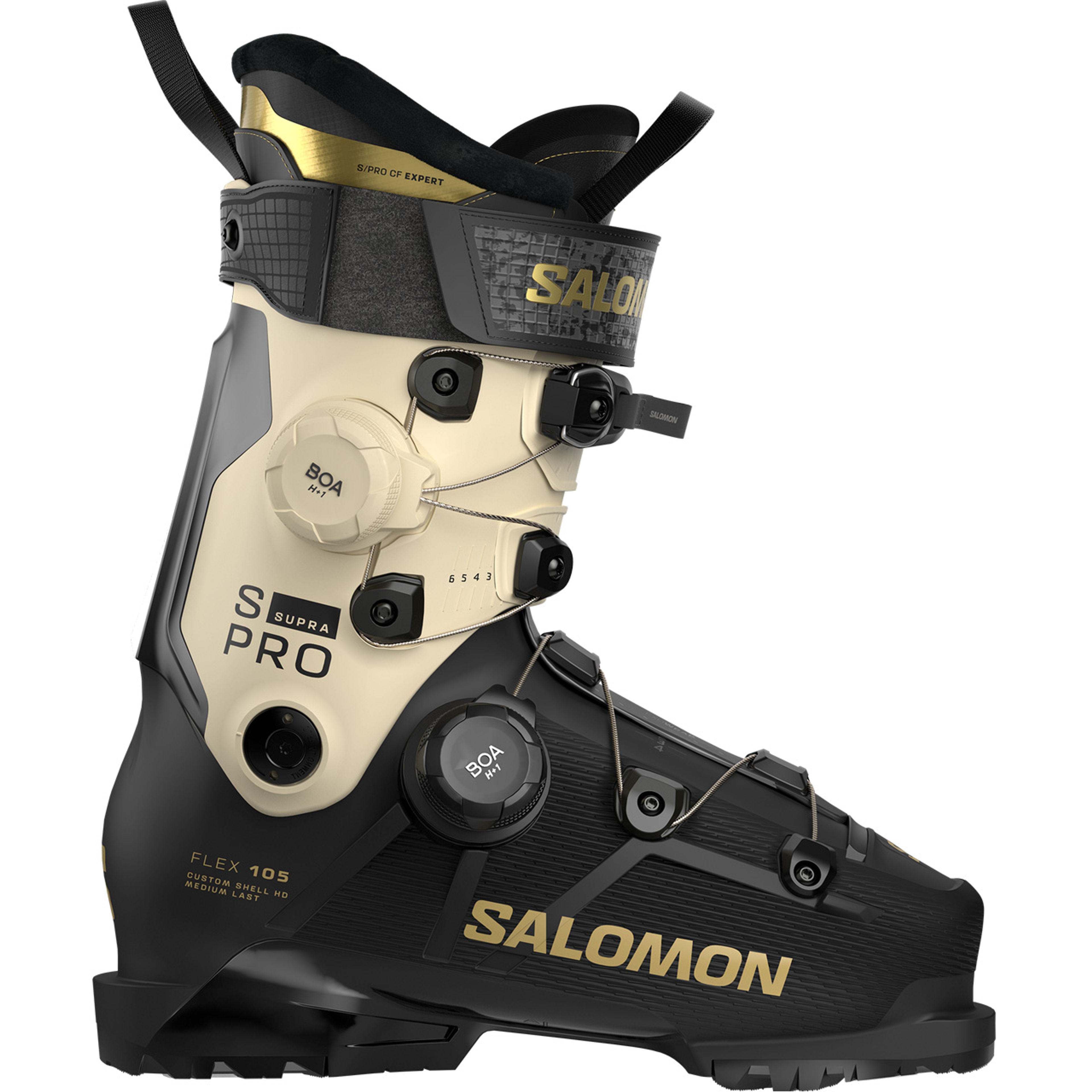 Горнолыжные ботинки Salomon S Pro Supra DUAL BOA 105 W birch metal, чёрный, золотой