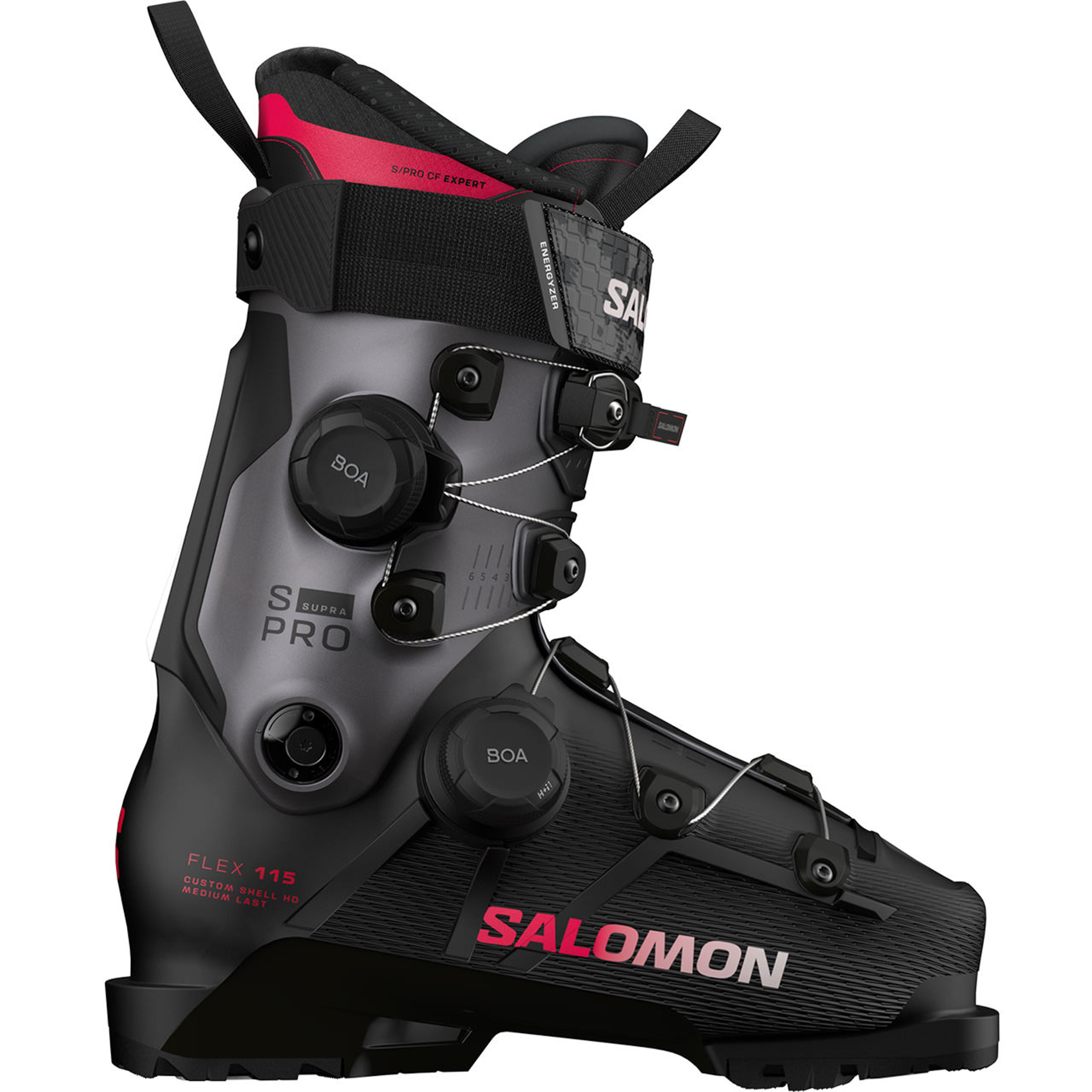 Горнолыжные ботинки Salomon S Pro Supra DUAL BOA 115 W beluga metal raspberry, чёрный