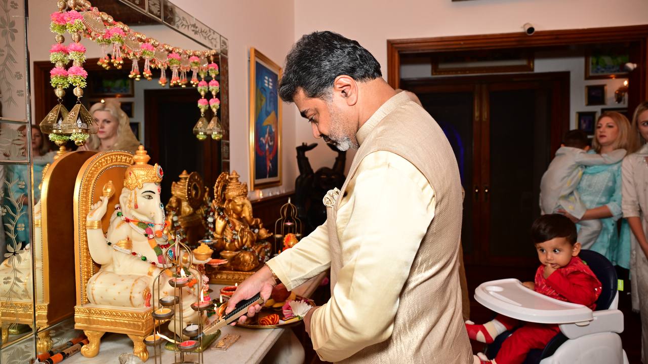 Verma Family Diwali Puja with Romanian and Lithuanian relatives ~ October 20, 2025