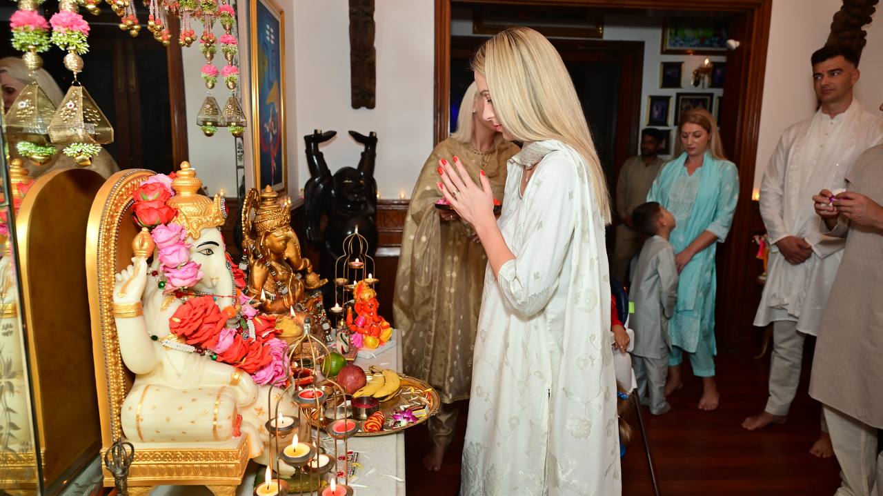 Verma Family Diwali Puja with Romanian and Lithuanian relatives ~ October 20, 2025