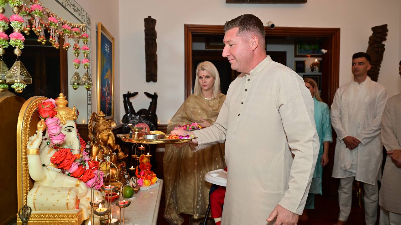 Verma Family Diwali Puja with Romanian and Lithuanian relatives ~ October 20, 2025