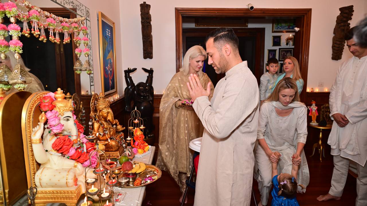 Verma Family Diwali Puja with Romanian and Lithuanian relatives ~ October 20, 2025