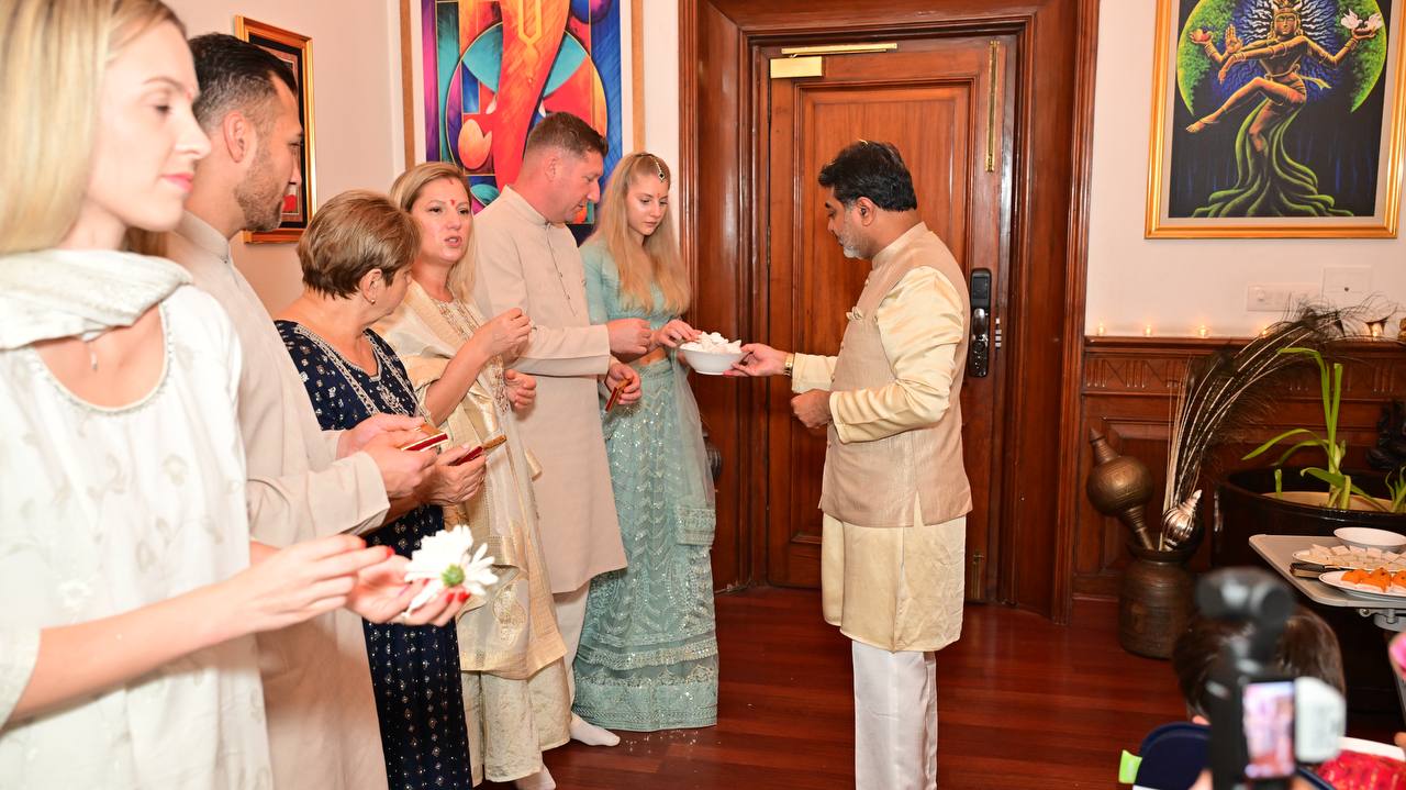 Verma Family Diwali Puja with Romanian and Lithuanian relatives ~ October 20, 2025
