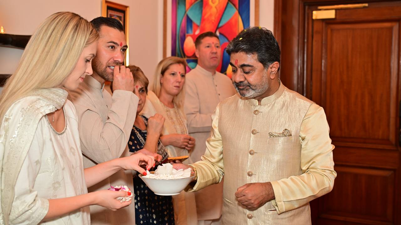 Verma Family Diwali Puja with Romanian and Lithuanian relatives ~ October 20, 2025