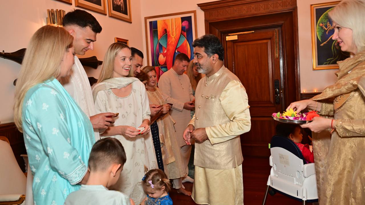Verma Family Diwali Puja with Romanian and Lithuanian relatives ~ October 20, 2025