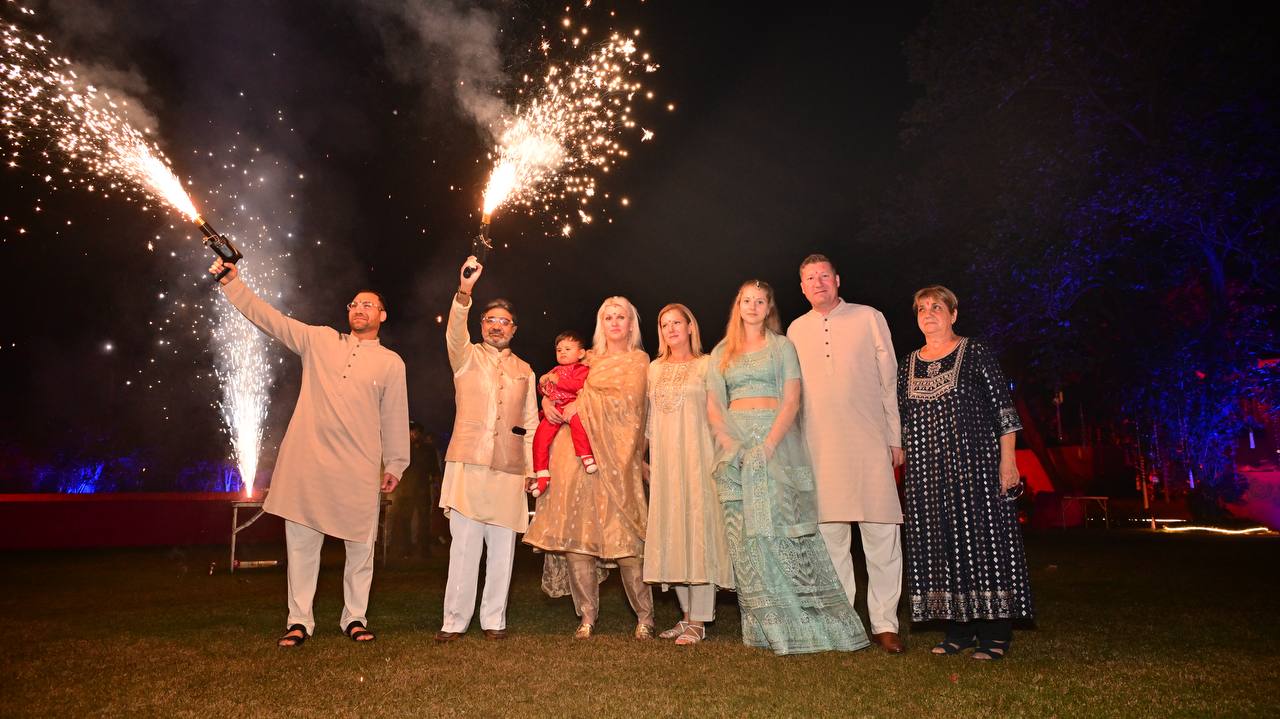 Diwali 2025 fireworks with Romanian and Lithuanian relatives at Verma Family Residence