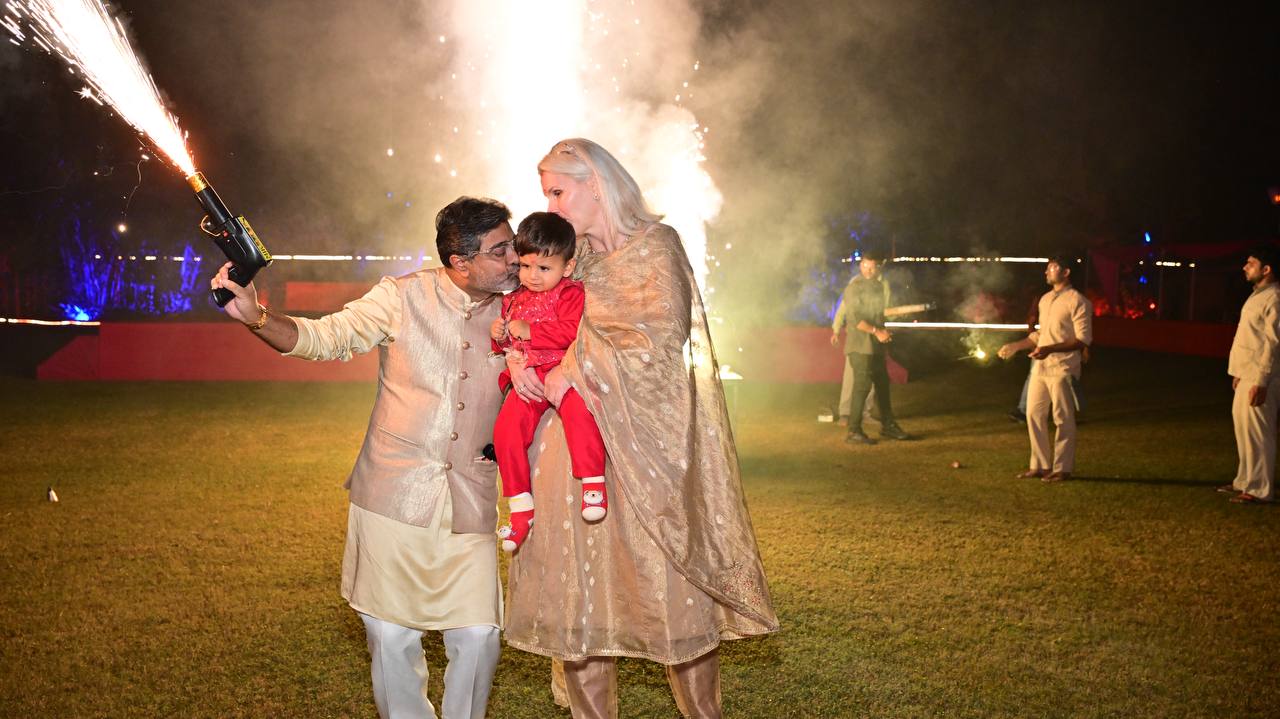 Diwali 2025 fireworks with Romanian and Lithuanian relatives at Verma Family Residence