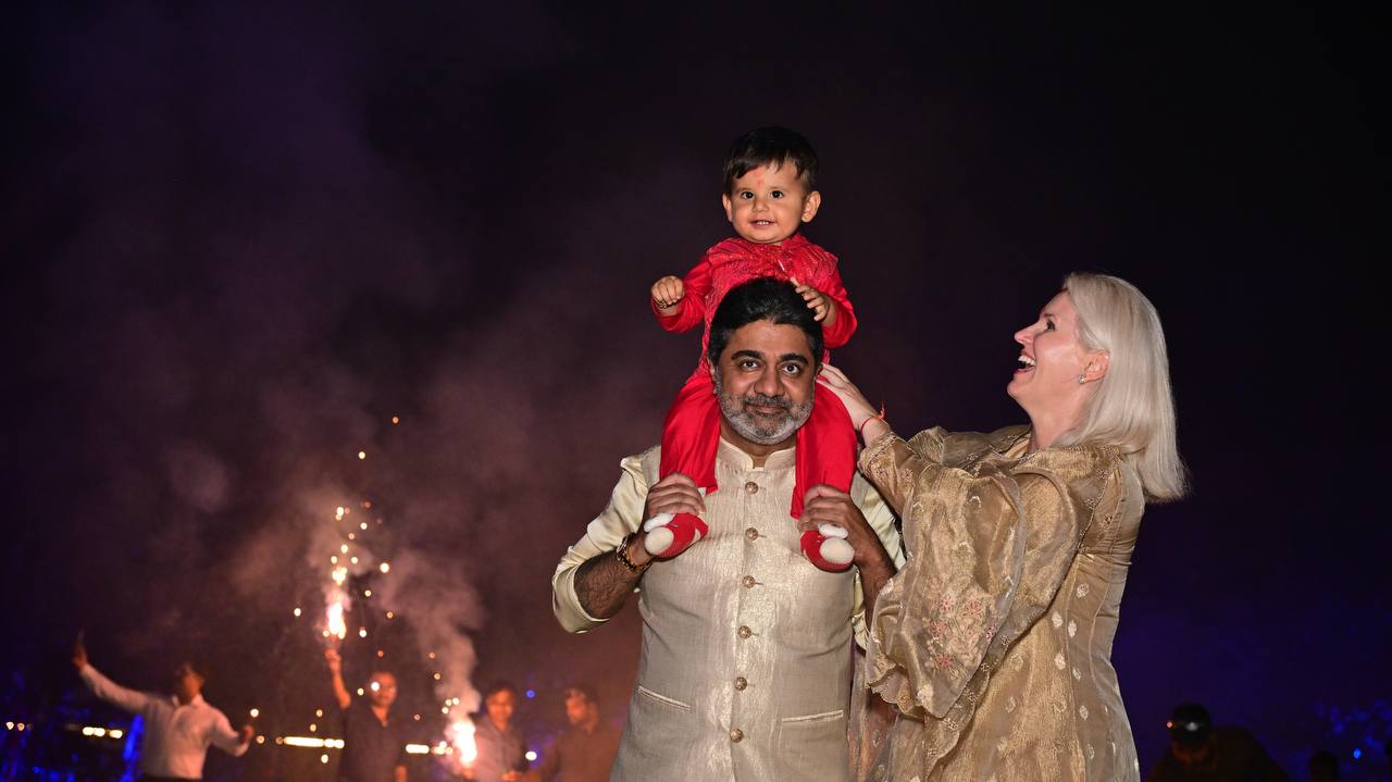 Diwali 2025 fireworks with Romanian and Lithuanian relatives at Verma Family Residence