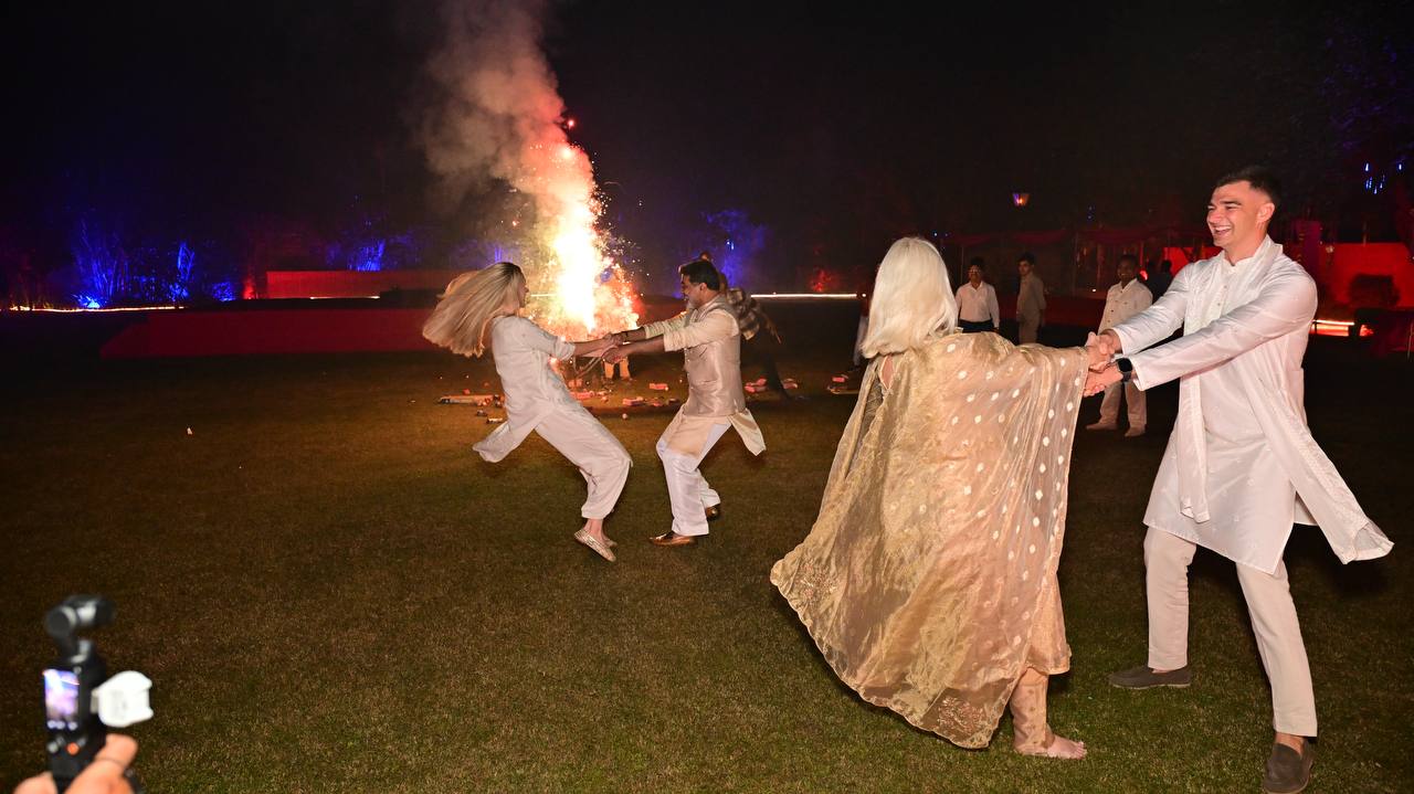 Diwali 2025 fireworks with Romanian and Lithuanian relatives at Verma Family Residence