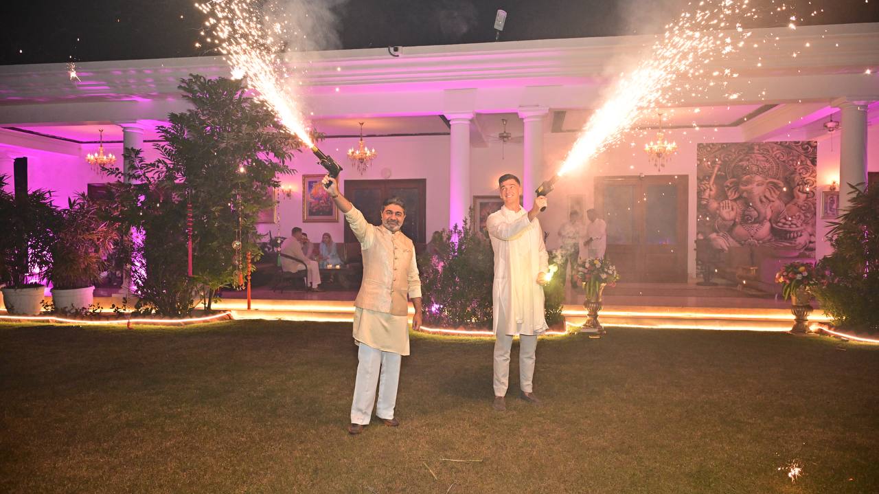 Diwali 2025 fireworks with Romanian and Lithuanian relatives at Verma Family Residence