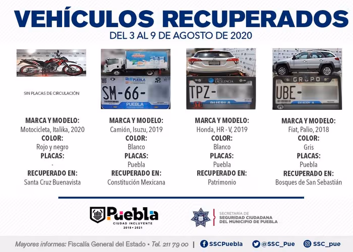 Se  recuperaron, en la primera semana de agosto, 12 vehículos con reporte de robo