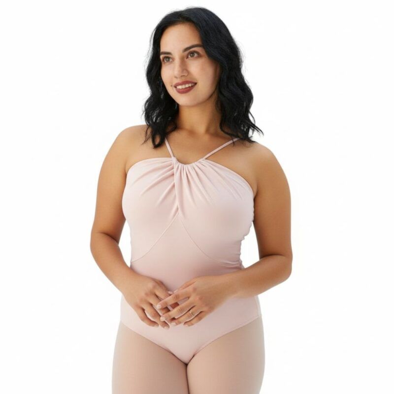 Collant transpassado rosa frente Collant transpassado rosa frente