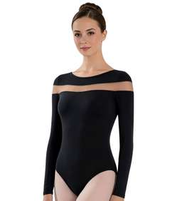 Collant com Detalhe de Tule na Frente e Costas manga longa