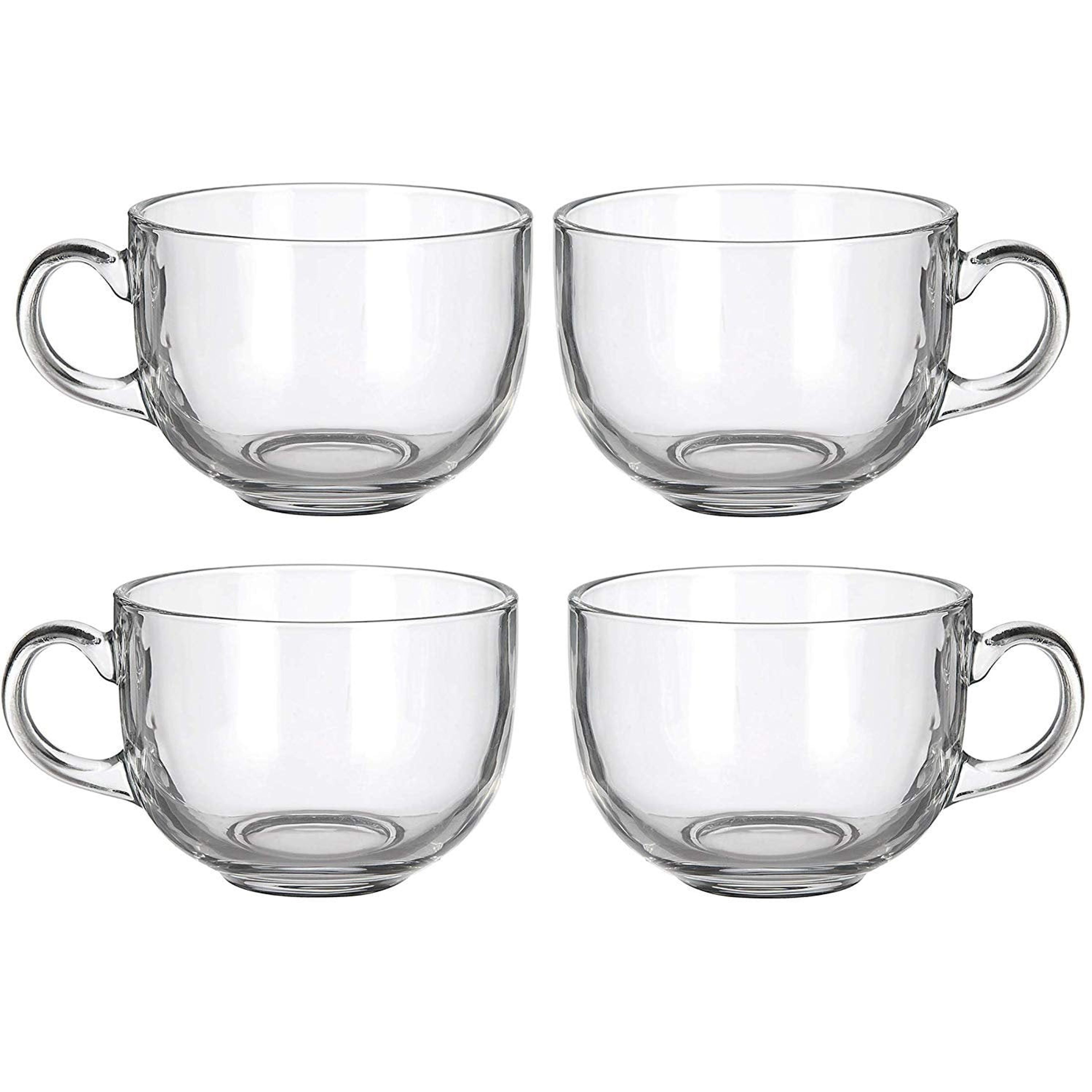 4 Pack Multipurpose Gourmet Coffee Tea Mugs 480 ML-Thick Clear Glass With Handle For Perfect Espresso Cappuccino or Latte - Walmart.com