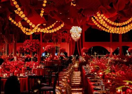 Ceiling and Tablescape — Reception decor