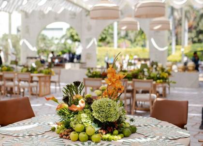 Ceiling and Tablescape — Welcome Lunch decor