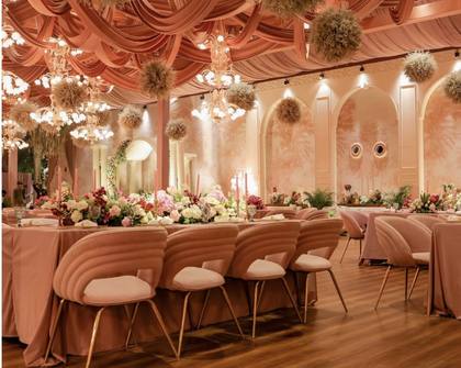 Ceiling and Tablescape — Reception decor