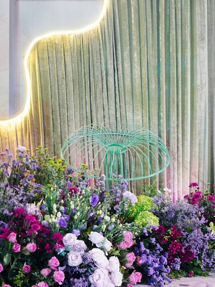 Backdrop and Floral detail — Sangeet decor — ITC Gardenia Bengaluru