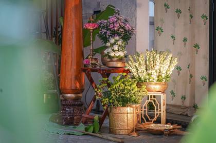 Floral detail — Pelikuthuru decor — Griha Pravesh