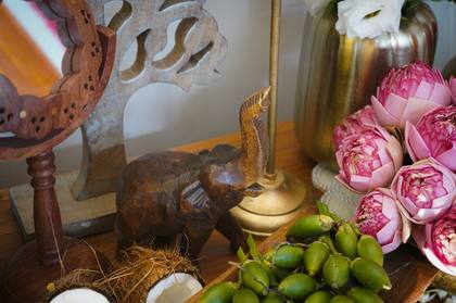 Floral detail — Pelikuthuru decor — Griha Pravesh