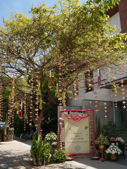 Signage and Gate / Entrance — Welcome Lunch decor — Griha Pravesh