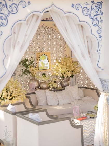 Lounge and Backdrop — Mehendi decor — The Leela Jaipur