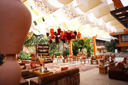 Ceiling and Lounge — Mehendi decor — Mulberry Shades Bengaluru