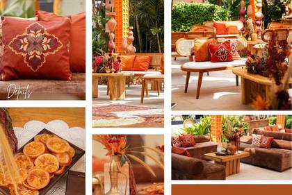 Lounge and Floral detail — Mehendi decor — Mulberry Shades Bengaluru