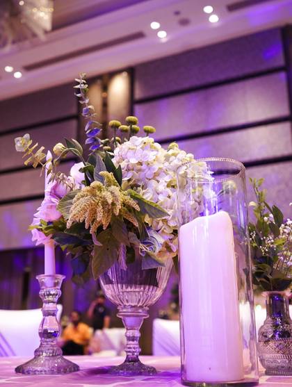 Tablescape and Floral detail — Reception decor — Shangri-La Bengaluru