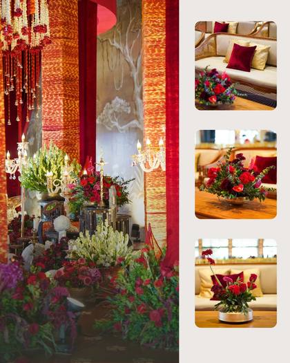 Floral detail and Lounge — Reception decor — Anantya Bengaluru