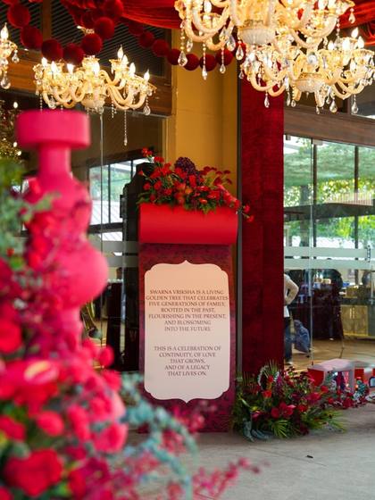 Signage and Ceiling — Reception decor — Anantya Bengaluru