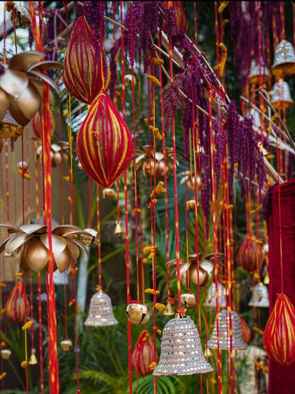 Ceiling and Floral detail — Mehendi decor — Anantya Bengaluru
