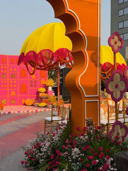 Gate / Entrance and Backdrop — Haldi decor — Merlis Coimbatore