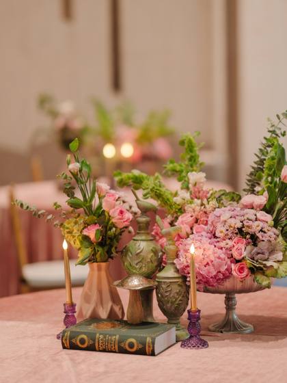 Tablescape and Floral detail — Reception decor — Merlis Coimbatore