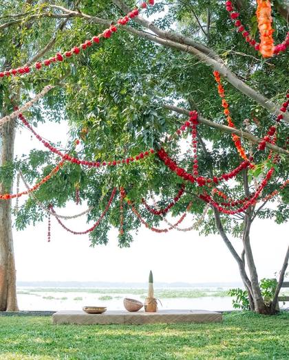 Ceiling and Stage — Pelikuthuru decor — South Indian Wedding