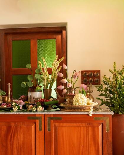 Floral detail — Pelikuthuru decor — South Indian Wedding