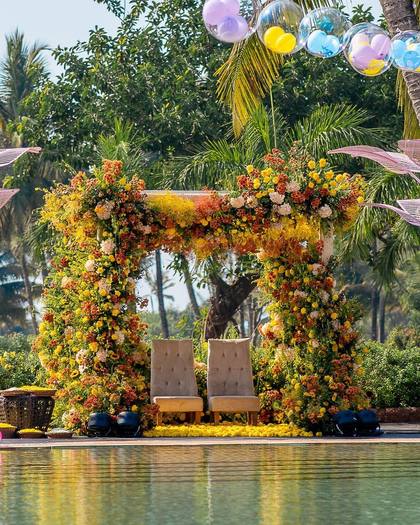 Backdrop and Photo-op — Haldi decor — ITC Grand Goa