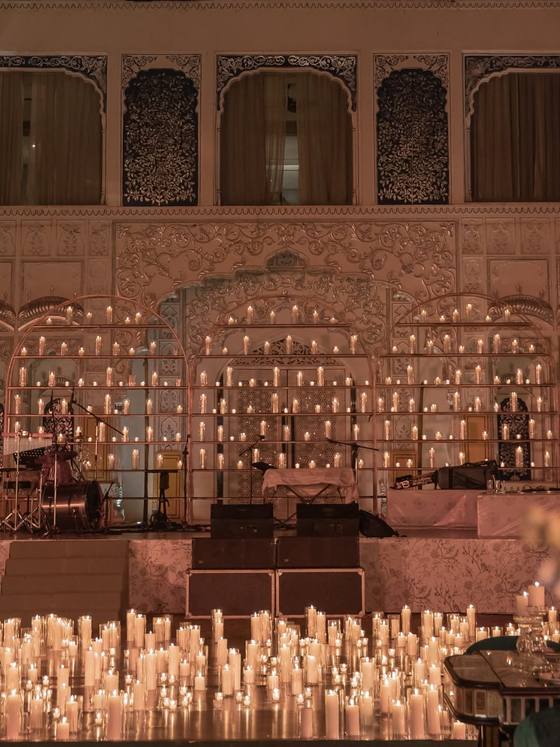 Maneka & Aakash: sangeet décor at The Leela Palace Jaipur